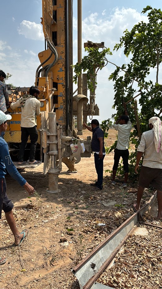 1st borewell work started near main gate